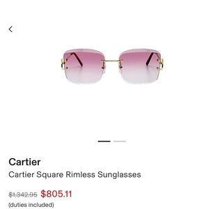 Cartier Gradient Pink Rimless Sunglasses